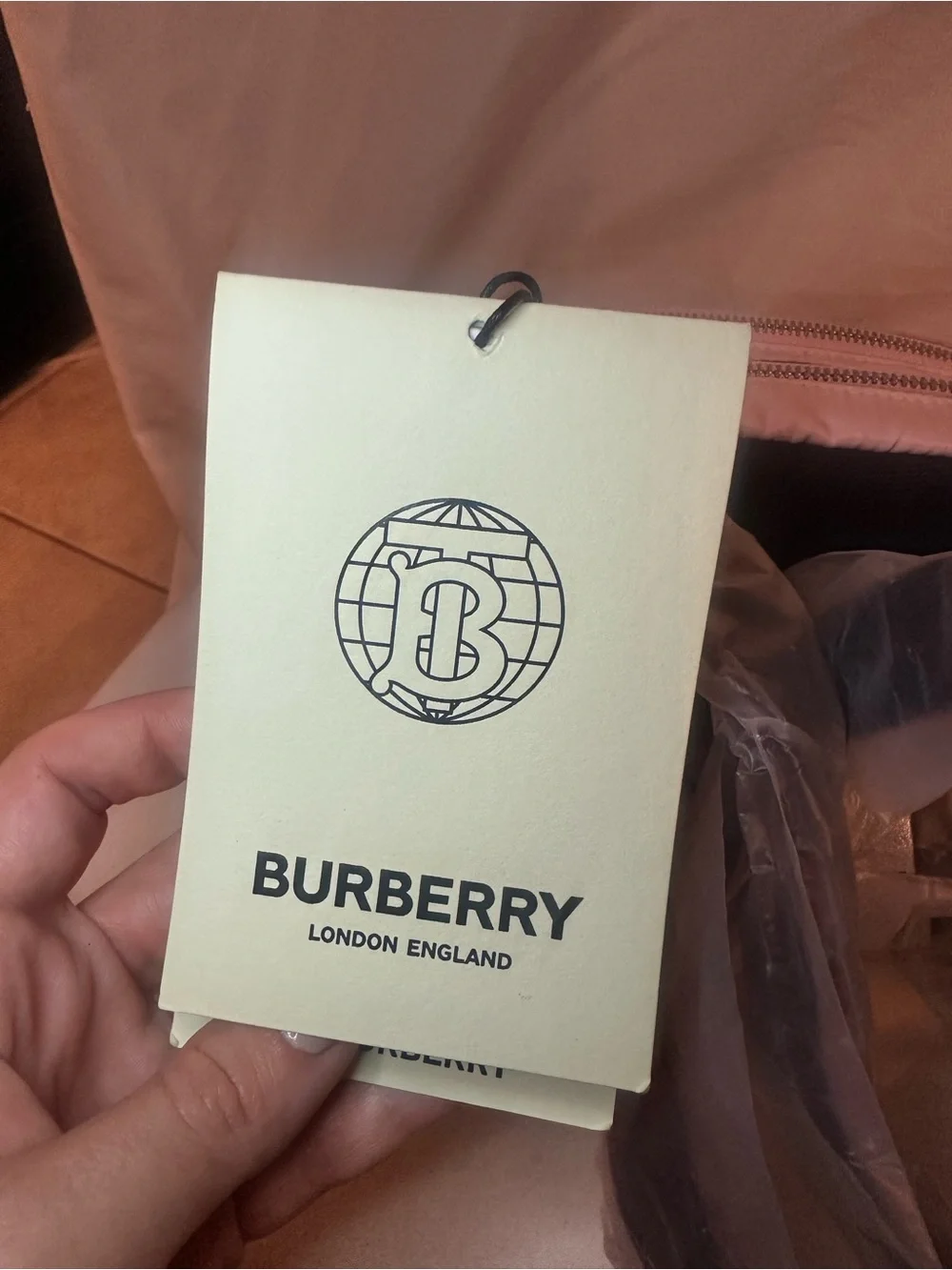 NWT Burberry Pink and White Logo Belt Bag